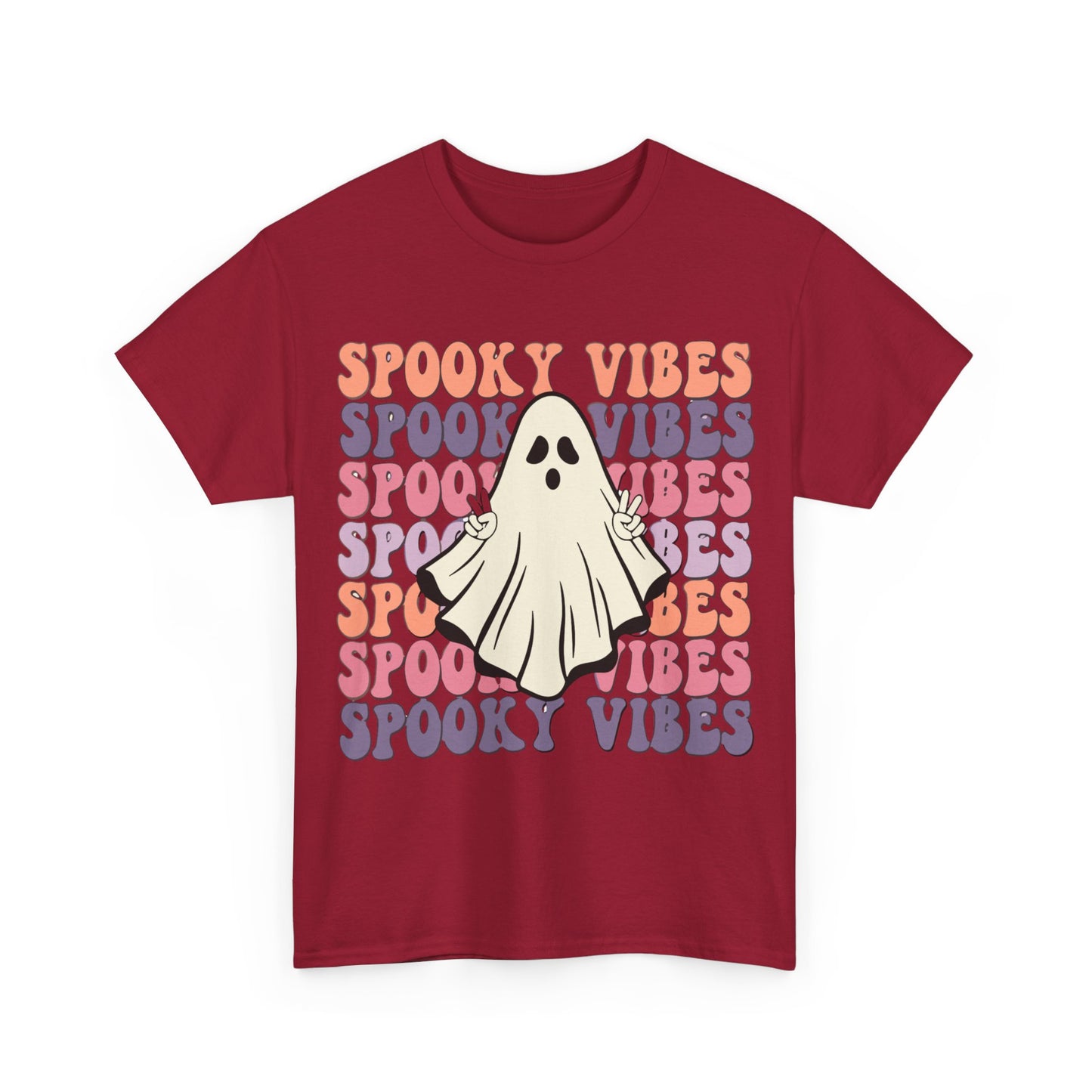 Spooky Vibes Tee - Unisex Heavy Cotton Shirt for Halloween, Casual Wear, Ghost Lovers, Fall Fashion, Trick or Treat T-Shirt