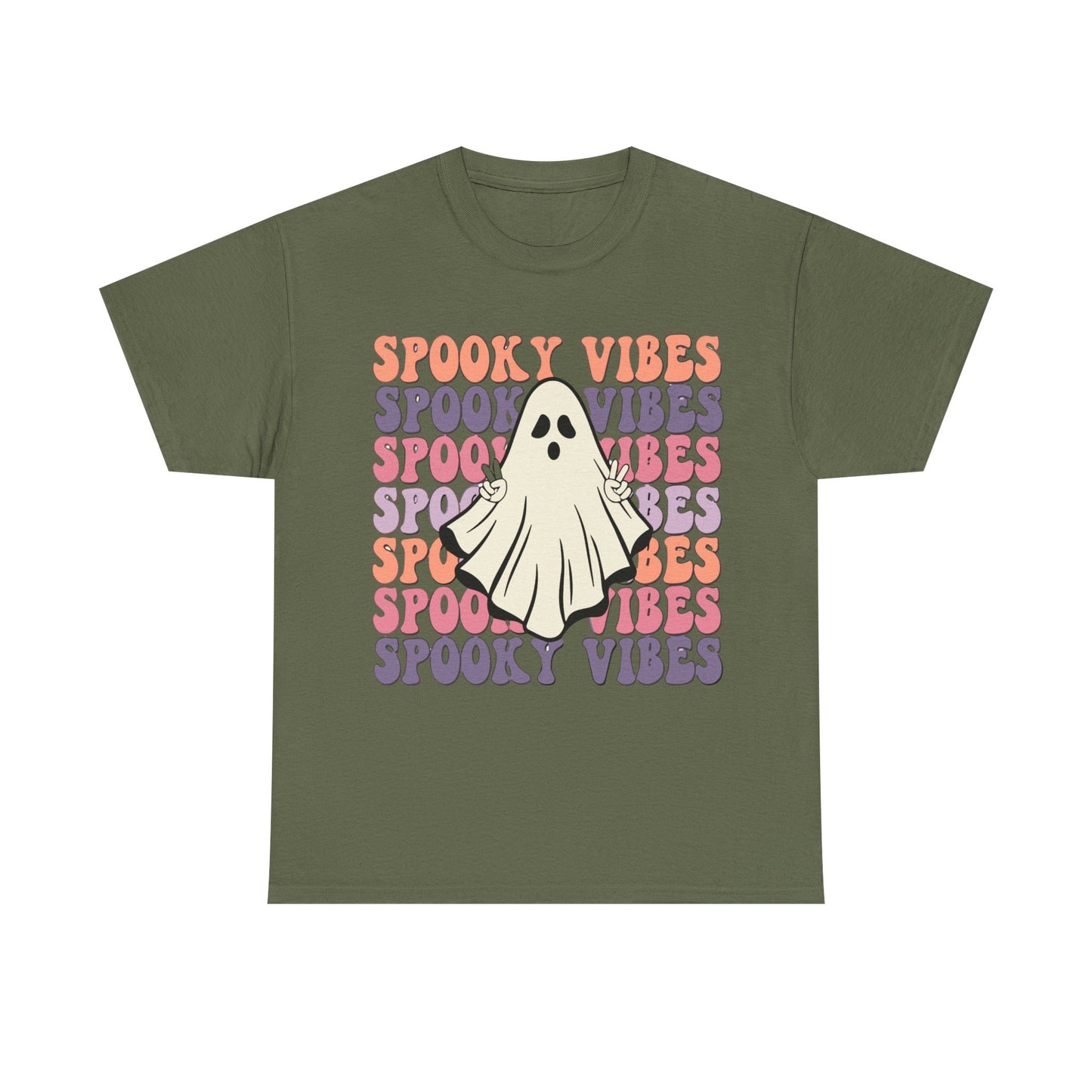 Spooky Vibes Tee - Unisex Heavy Cotton Shirt for Halloween, Casual Wear, Ghost Lovers, Fall Fashion, Trick or Treat T-Shirt