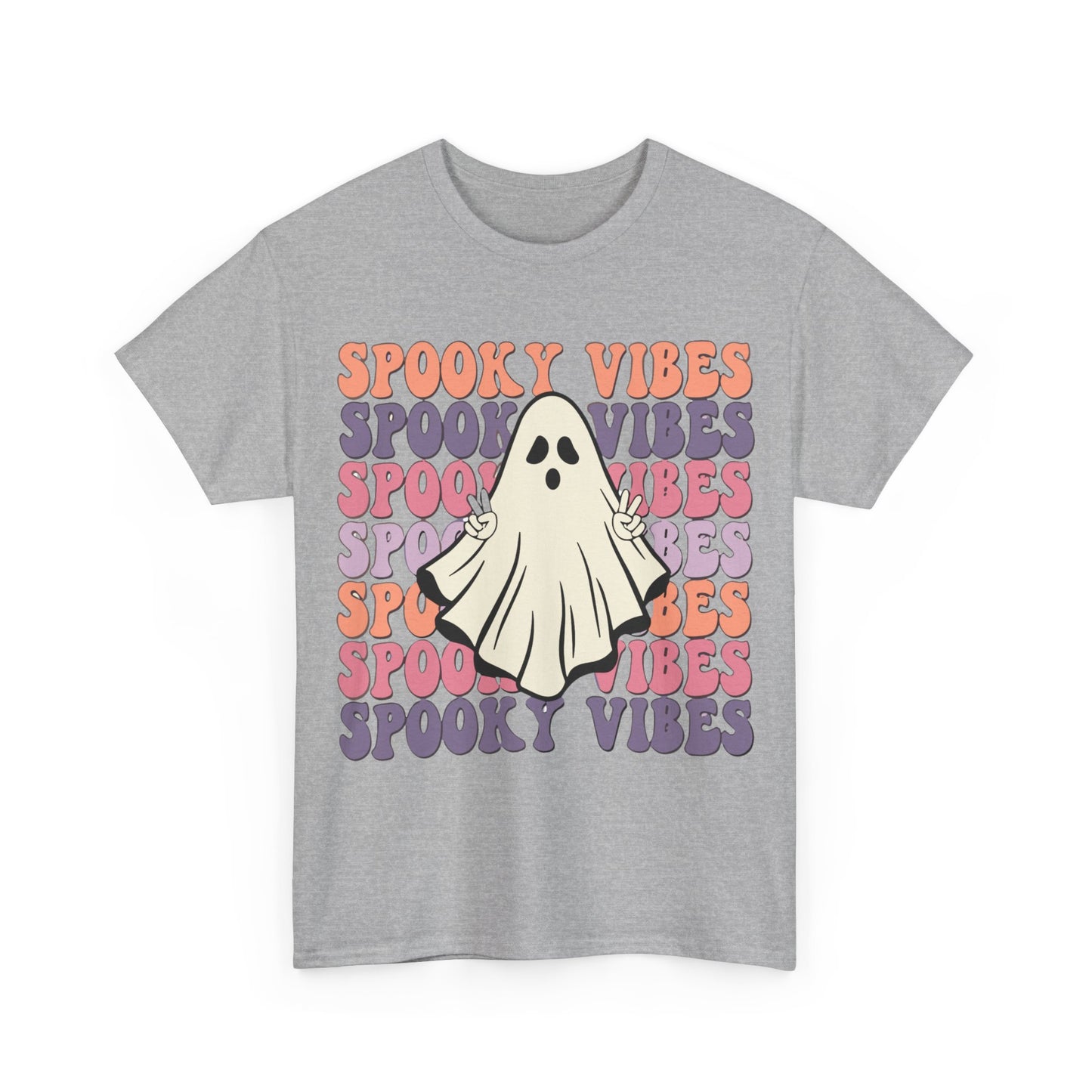 Spooky Vibes Tee - Unisex Heavy Cotton Shirt for Halloween, Casual Wear, Ghost Lovers, Fall Fashion, Trick or Treat T-Shirt