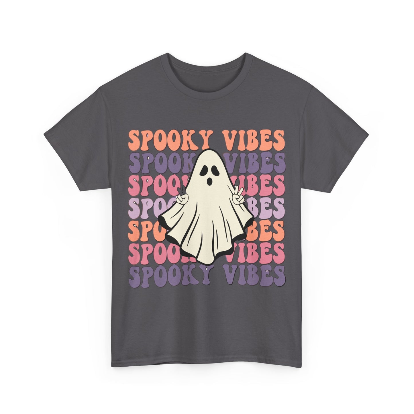 Spooky Vibes Tee - Unisex Heavy Cotton Shirt for Halloween, Casual Wear, Ghost Lovers, Fall Fashion, Trick or Treat T-Shirt