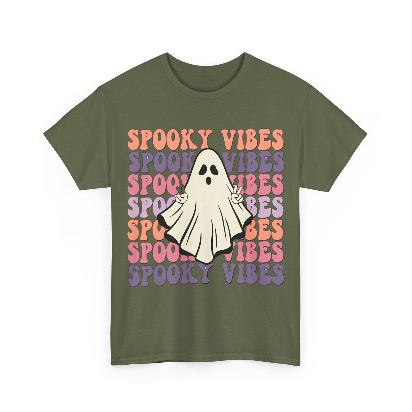 Spooky Vibes Tee - Unisex Heavy Cotton Shirt for Halloween, Casual Wear, Ghost Lovers, Fall Fashion, Trick or Treat T-Shirt