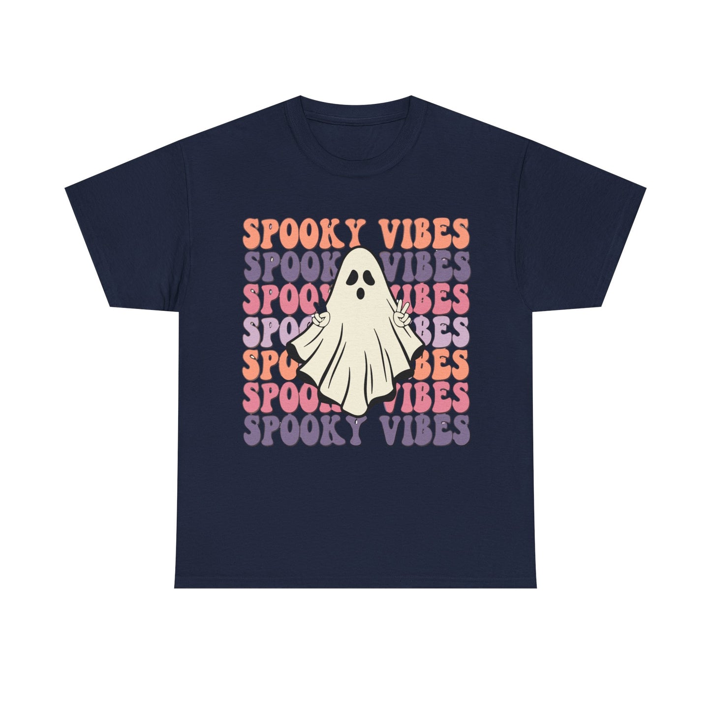 Spooky Vibes Tee - Unisex Heavy Cotton Shirt for Halloween, Casual Wear, Ghost Lovers, Fall Fashion, Trick or Treat T-Shirt