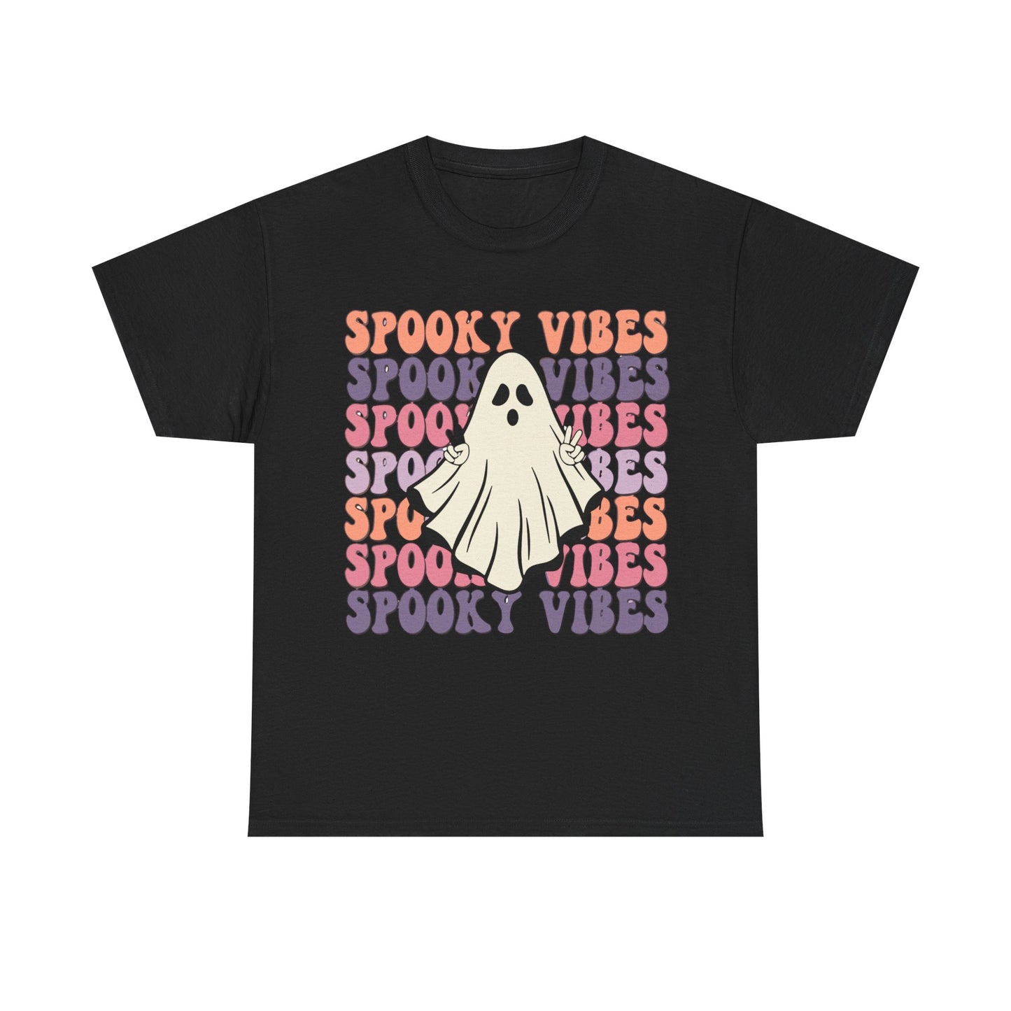 Spooky Vibes Tee - Unisex Heavy Cotton Shirt for Halloween, Casual Wear, Ghost Lovers, Fall Fashion, Trick or Treat T-Shirt