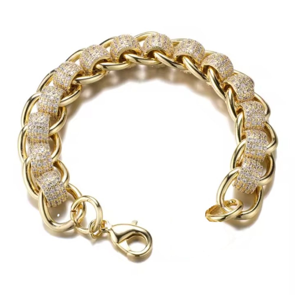 16mm Gold Filled Studded Rollerball Belcher Bracelet