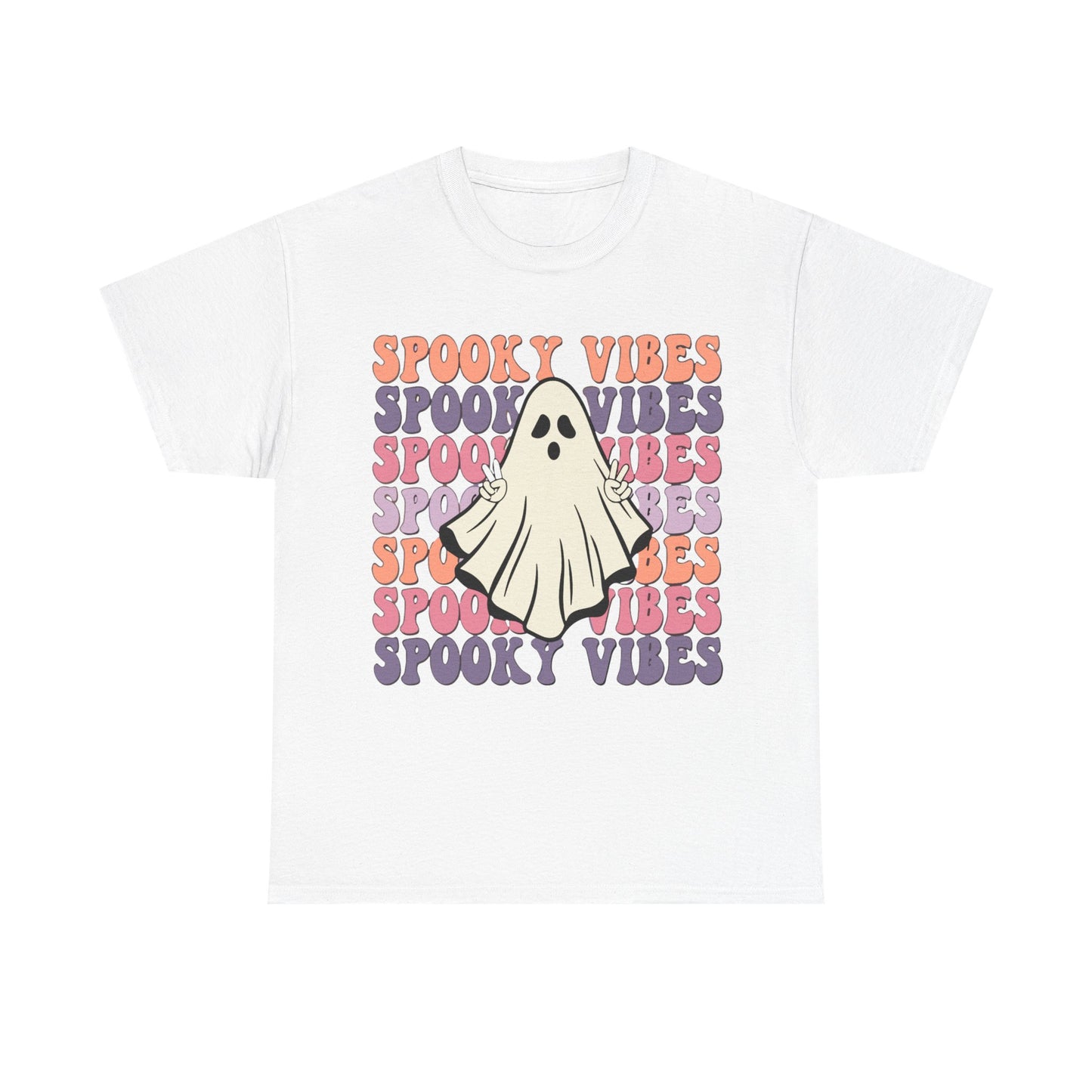 Spooky Vibes Tee - Unisex Heavy Cotton Shirt for Halloween, Casual Wear, Ghost Lovers, Fall Fashion, Trick or Treat T-Shirt