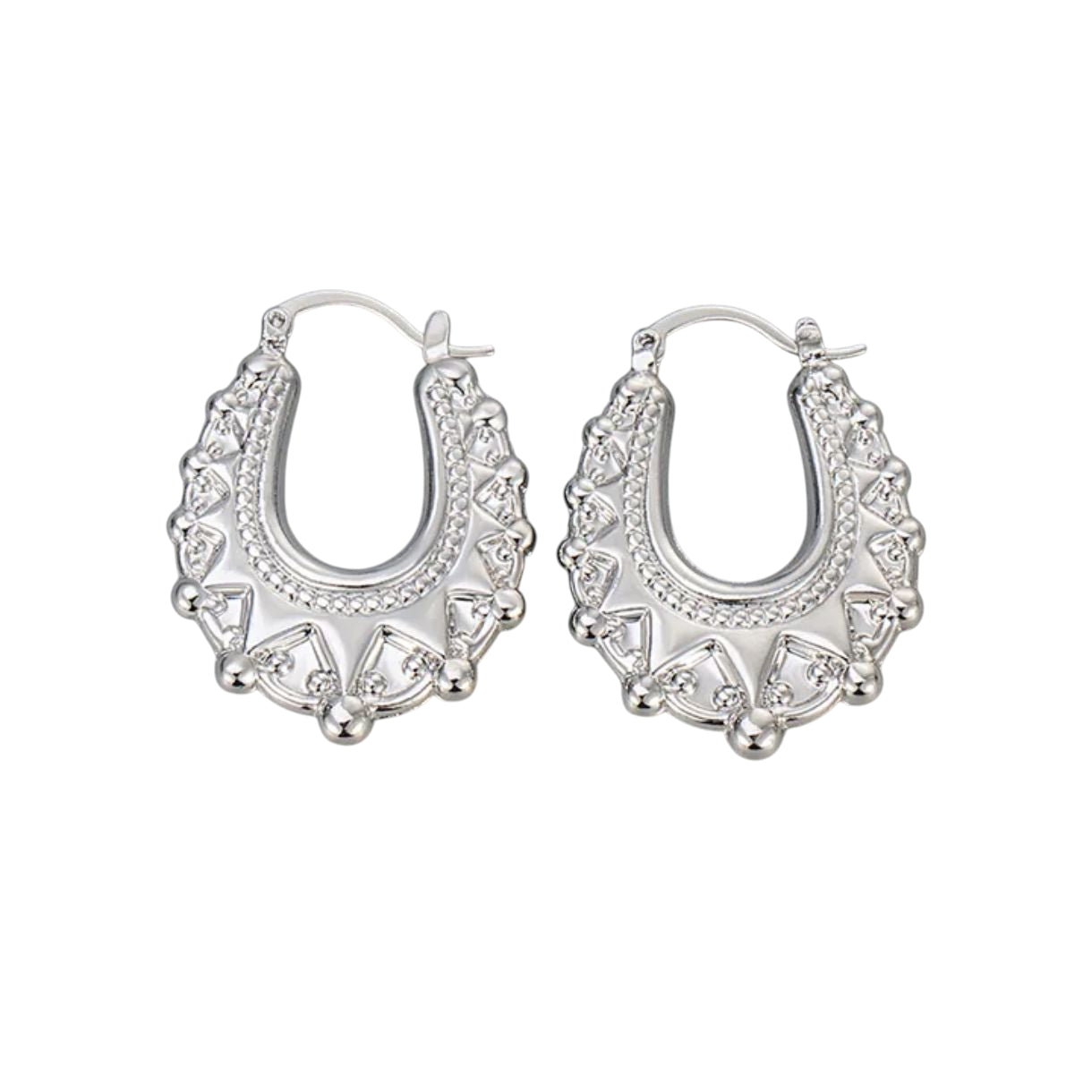 25x30mm Silver Oval Gypsy Creole Hoop Earrings For Women