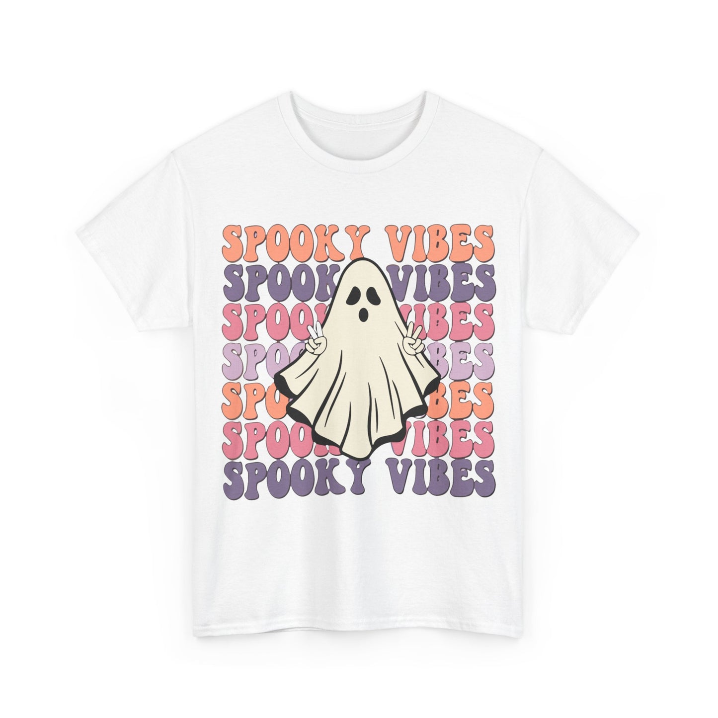 Spooky Vibes Tee - Unisex Heavy Cotton Shirt for Halloween, Casual Wear, Ghost Lovers, Fall Fashion, Trick or Treat T-Shirt