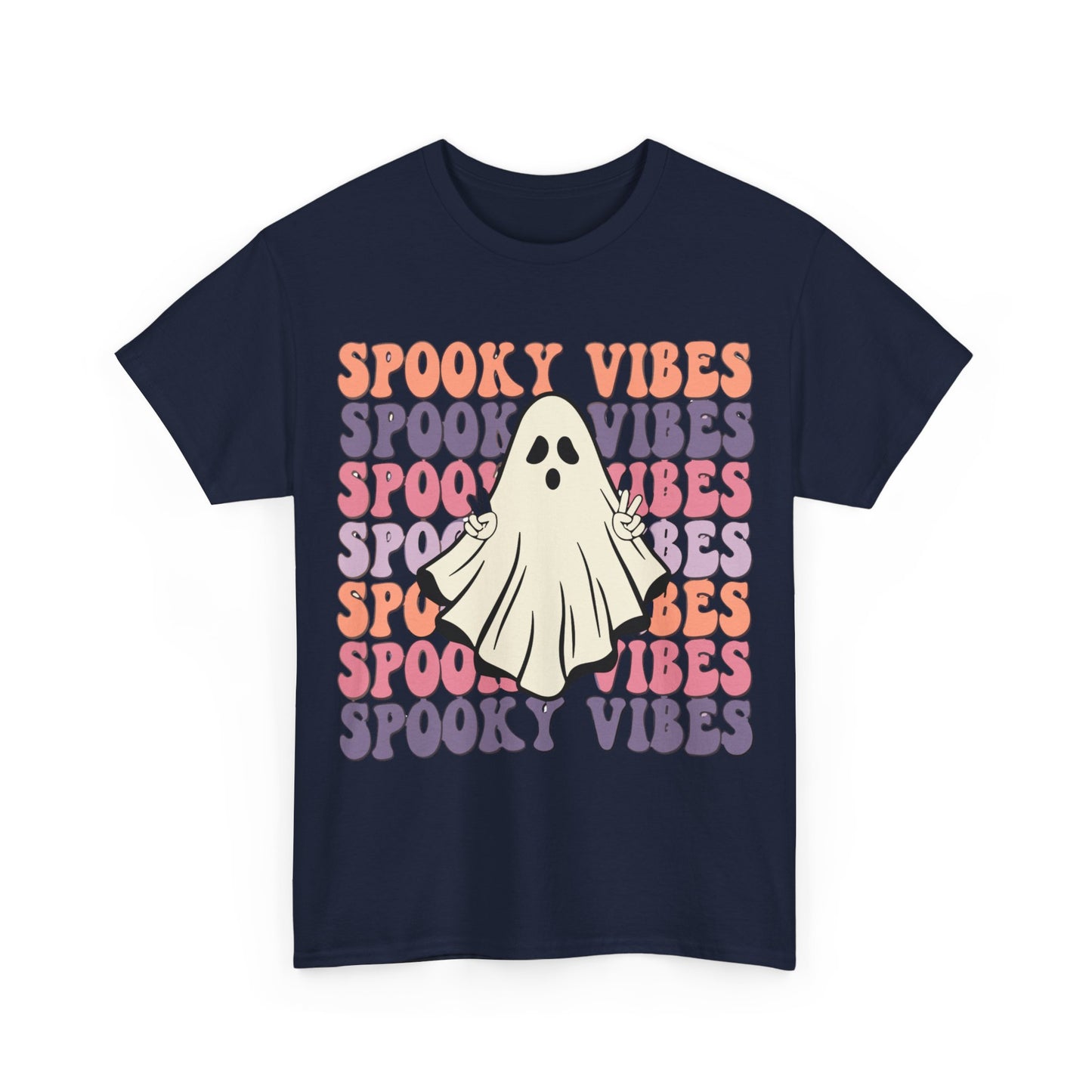 Spooky Vibes Tee - Unisex Heavy Cotton Shirt for Halloween, Casual Wear, Ghost Lovers, Fall Fashion, Trick or Treat T-Shirt