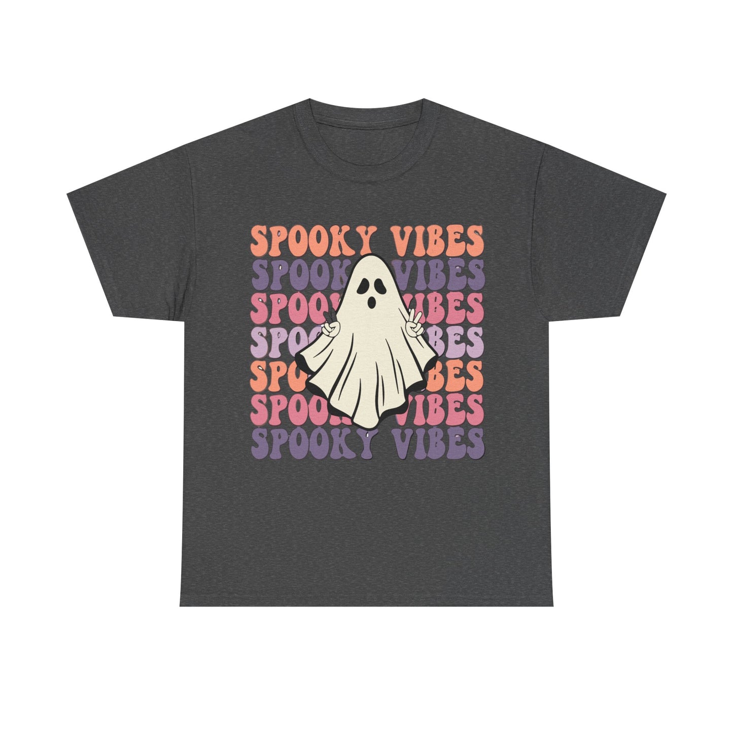 Spooky Vibes Tee - Unisex Heavy Cotton Shirt for Halloween, Casual Wear, Ghost Lovers, Fall Fashion, Trick or Treat T-Shirt