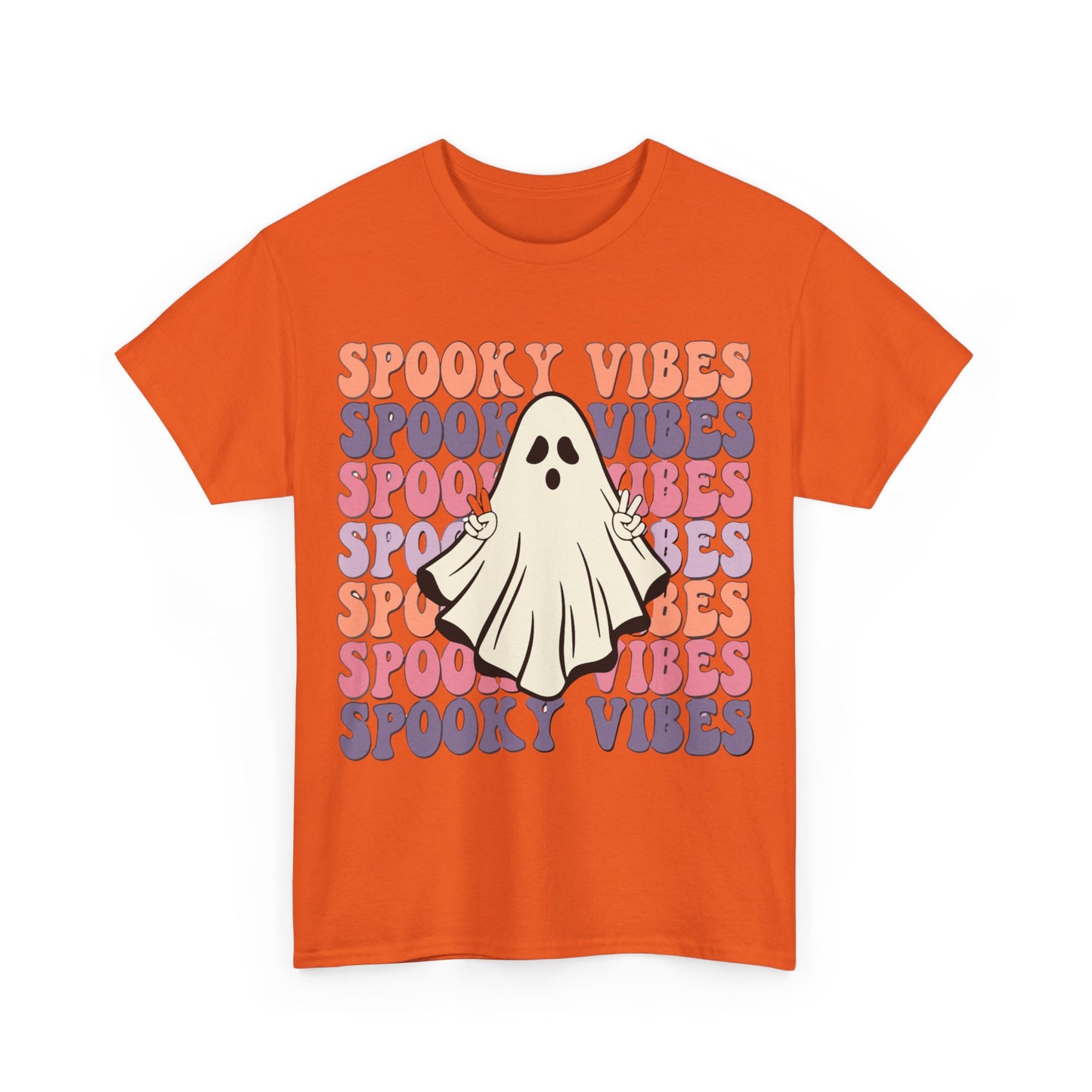 Spooky Vibes Tee - Unisex Heavy Cotton Shirt for Halloween, Casual Wear, Ghost Lovers, Fall Fashion, Trick or Treat T-Shirt