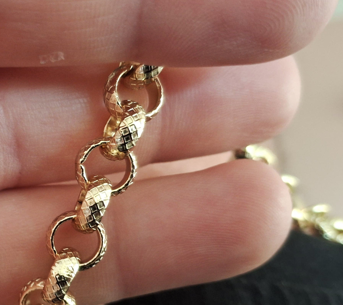 Set 8mm Gold Diamond Cut Pattern Belcher Chain and Bracelet 24+ 8 inch