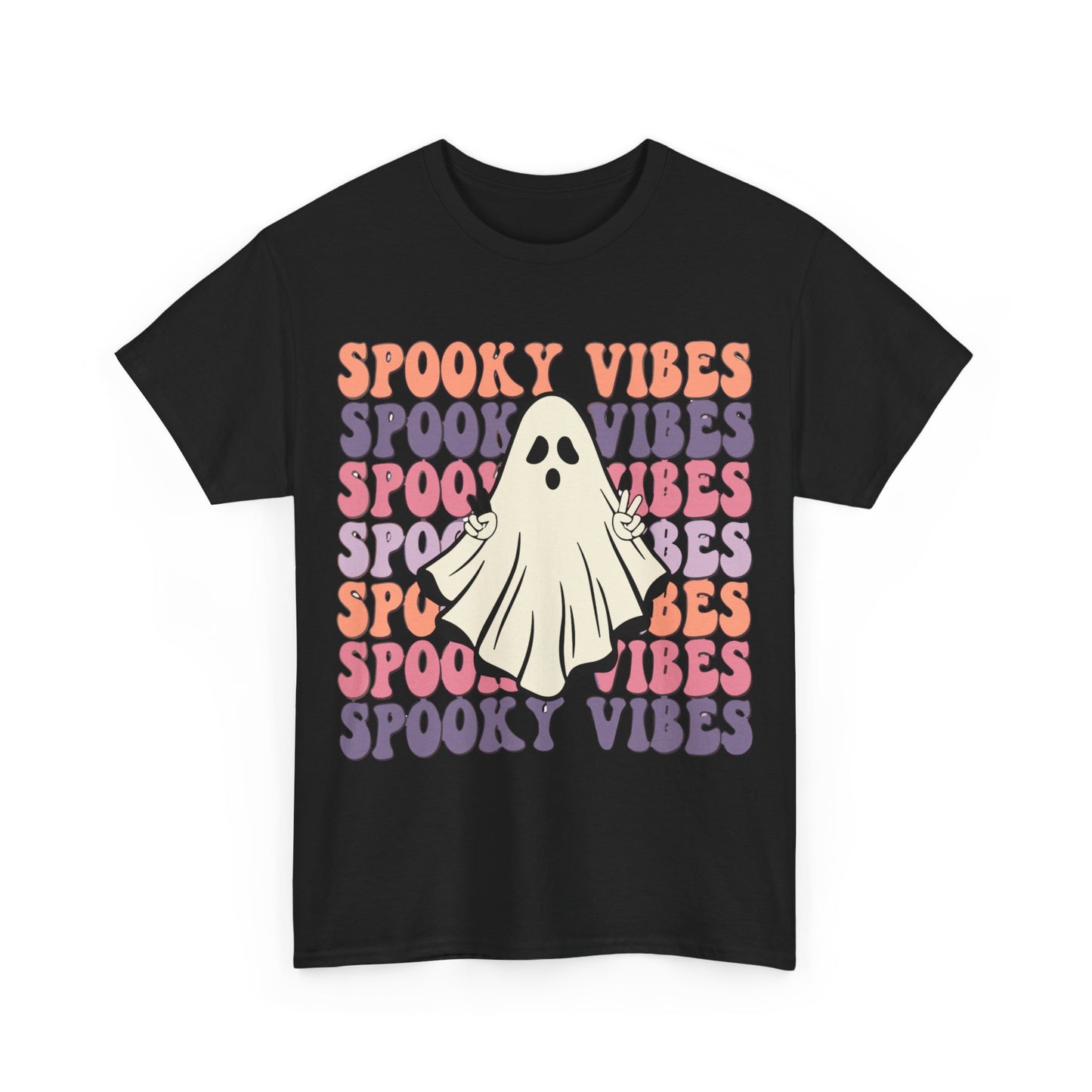 Spooky Vibes Tee - Unisex Heavy Cotton Shirt for Halloween, Casual Wear, Ghost Lovers, Fall Fashion, Trick or Treat T-Shirt