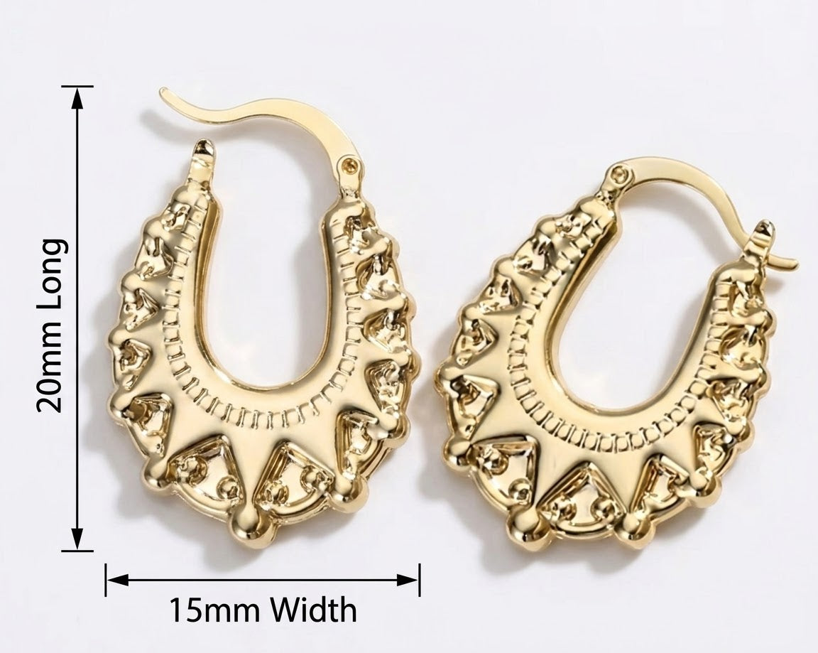 15x20mm Gold Oval Gypsy Creole Hoop Earrings For Children