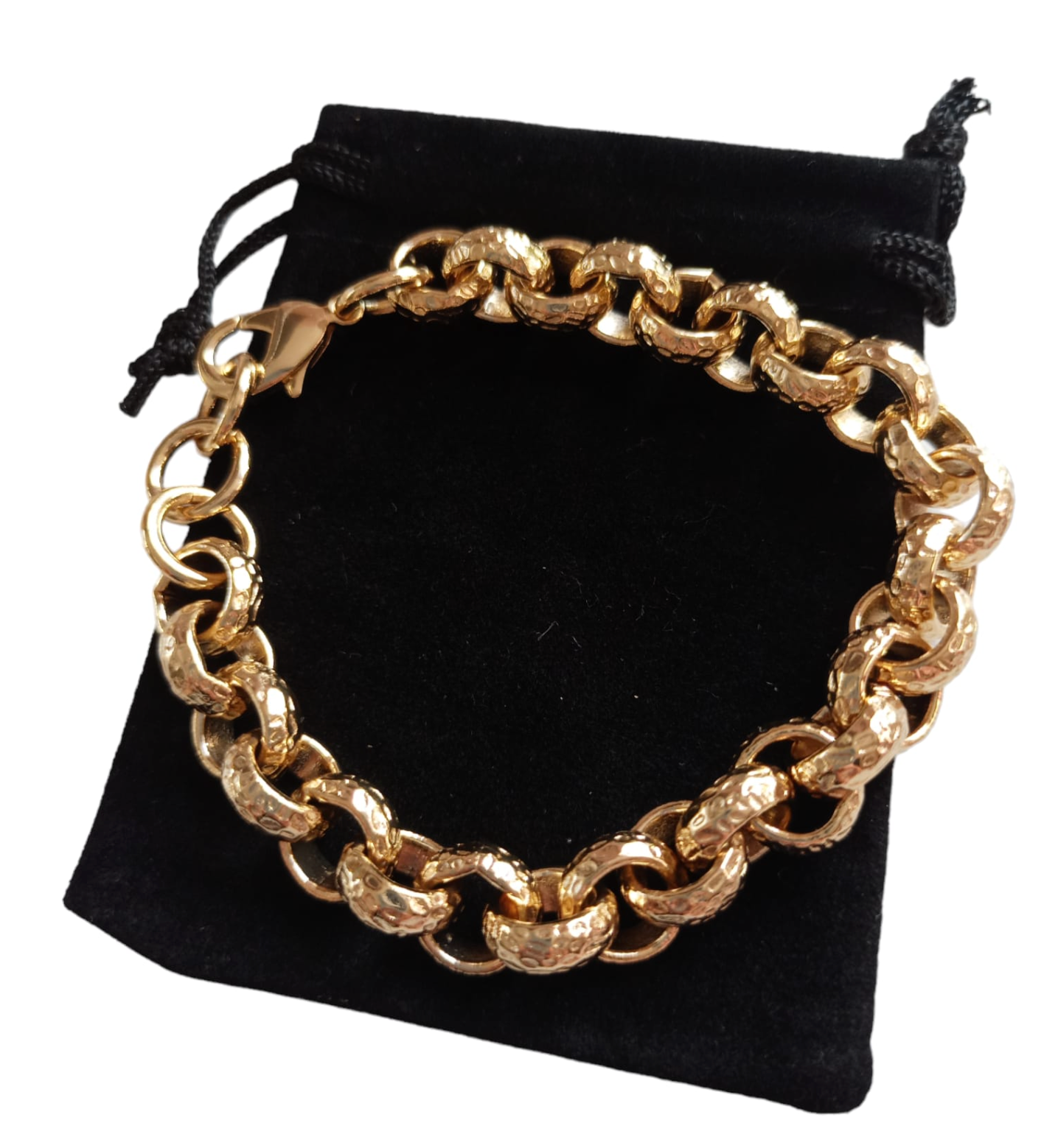 12mm Gold Diamond Cut Pattern Belcher Bracelet