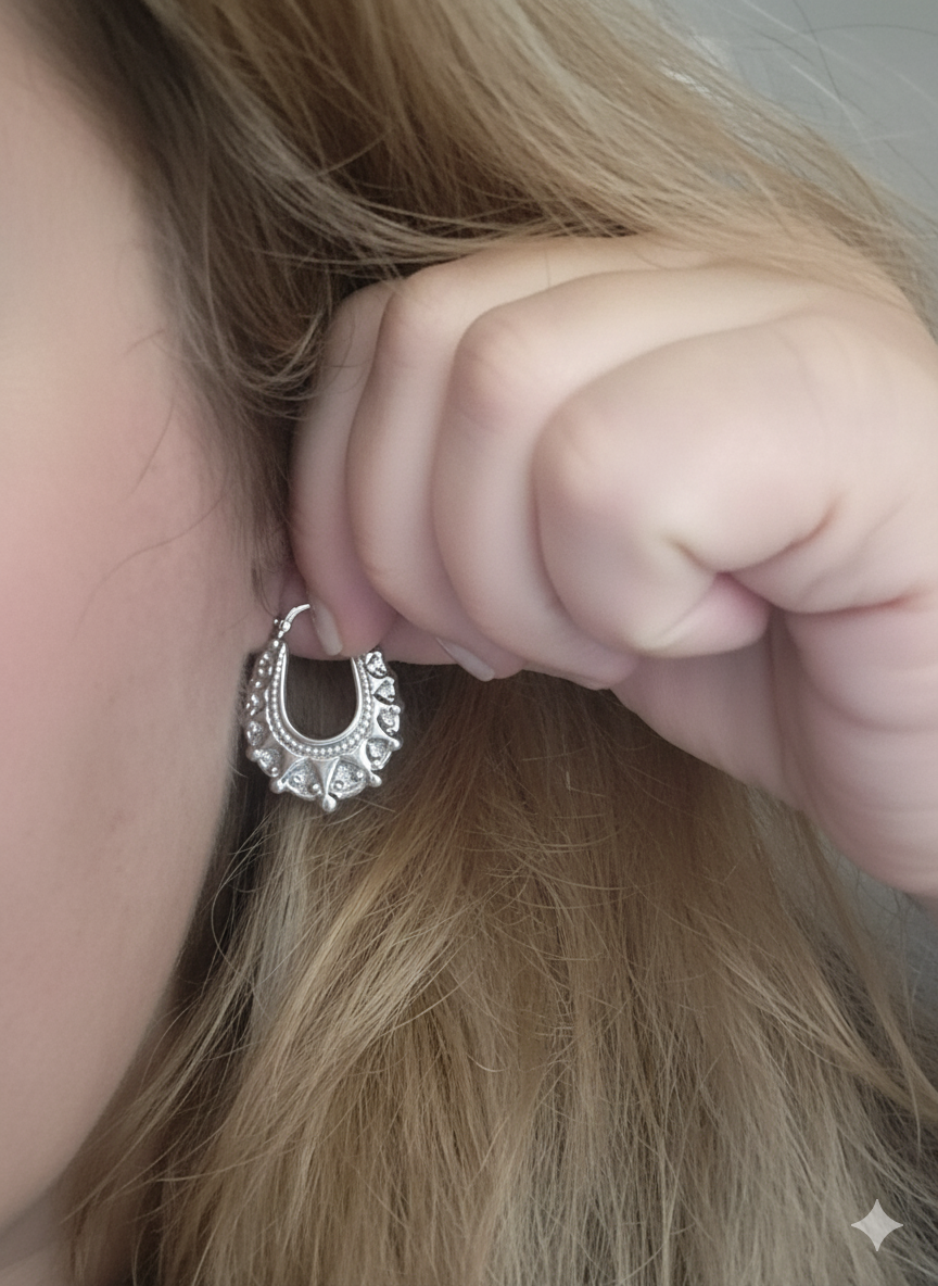 25x30mm Silver Oval Gypsy Creole Hoop Earrings For Women