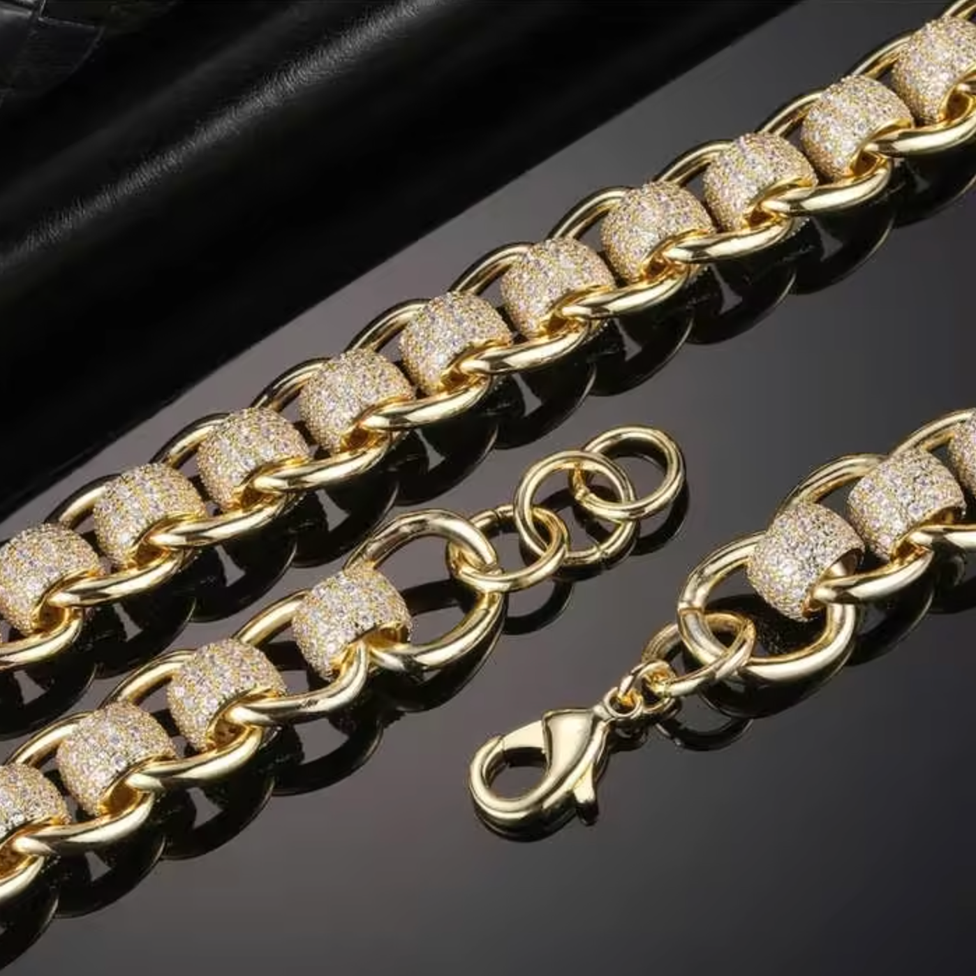 16mm Gold Filled Studded Rollerball Belcher Bracelet