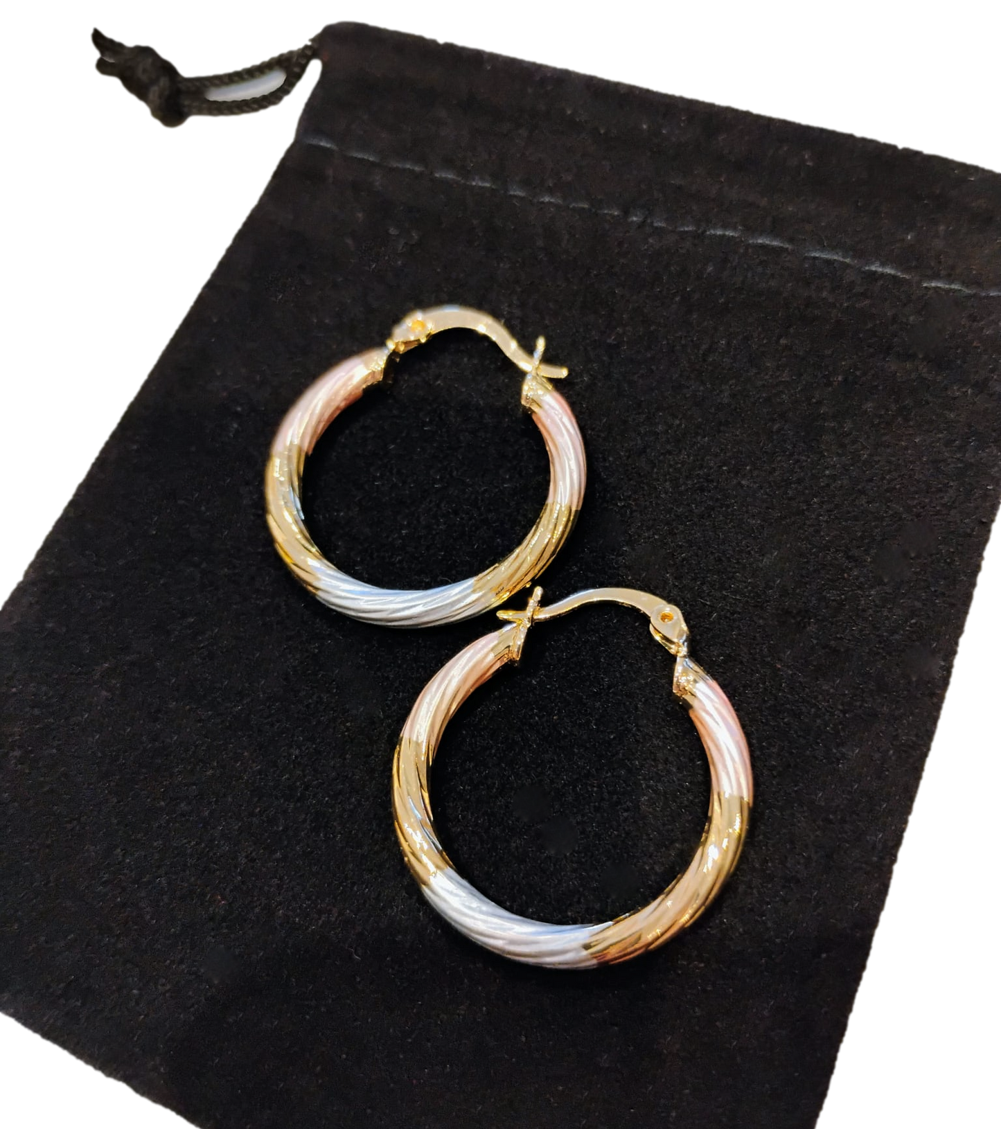 Tricolour Hoop Creole Earrings Mixed Metal Plated