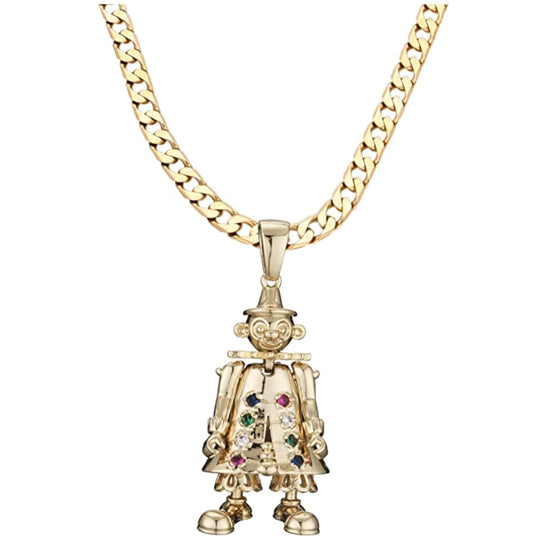 Clown Pendant in Gold with Cuban Chain