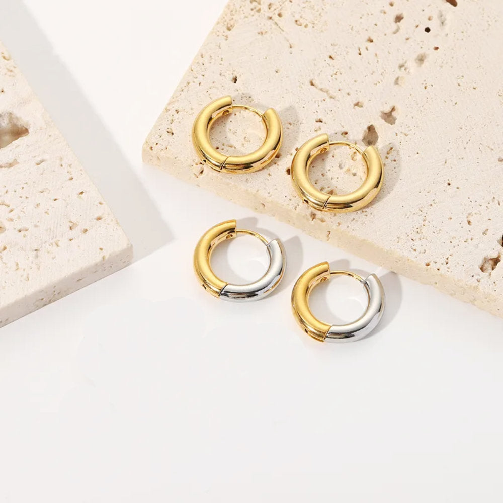 Gold 10mm Chunky Hoop Earrings