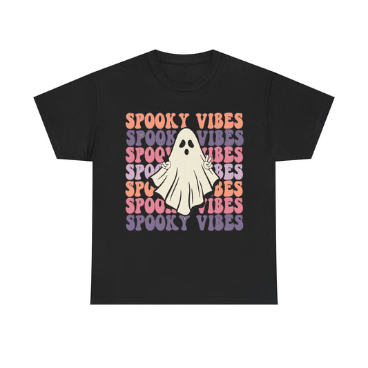Spooky Vibes Tee - Unisex Heavy Cotton Shirt for Halloween, Casual Wear, Ghost Lovers, Fall Fashion, Trick or Treat T-Shirt