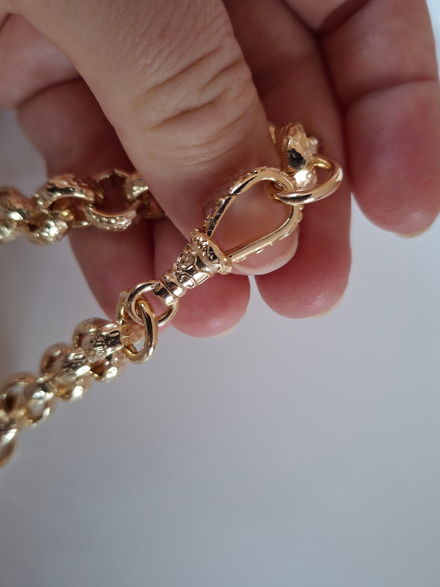 12mm Gold Diamond Cut Patterned Belcher with Albert Clasp