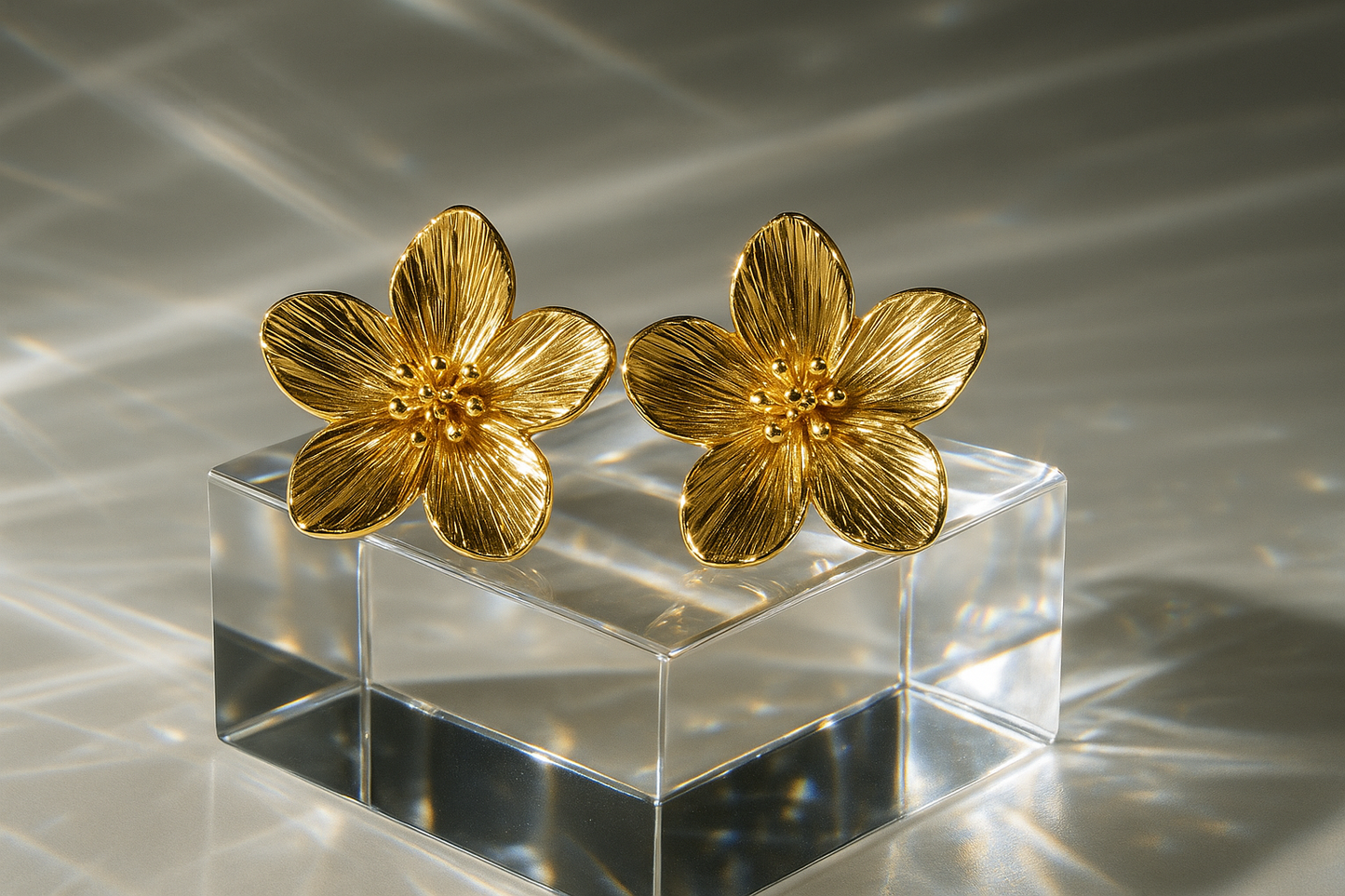 Gold 20mm Chunky Flower Earrings
