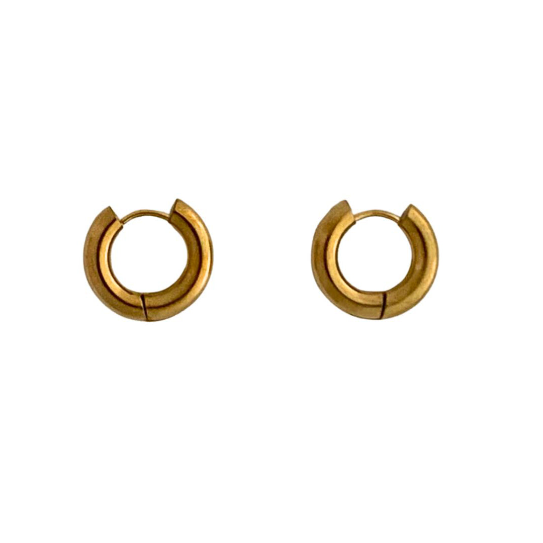 Gold 10mm Chunky Hoop Earrings