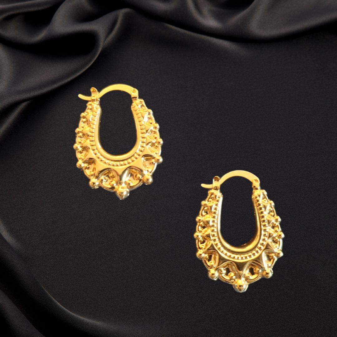 25x30mm Gold Oval Gypsy Creole Hoop Earrings For Women