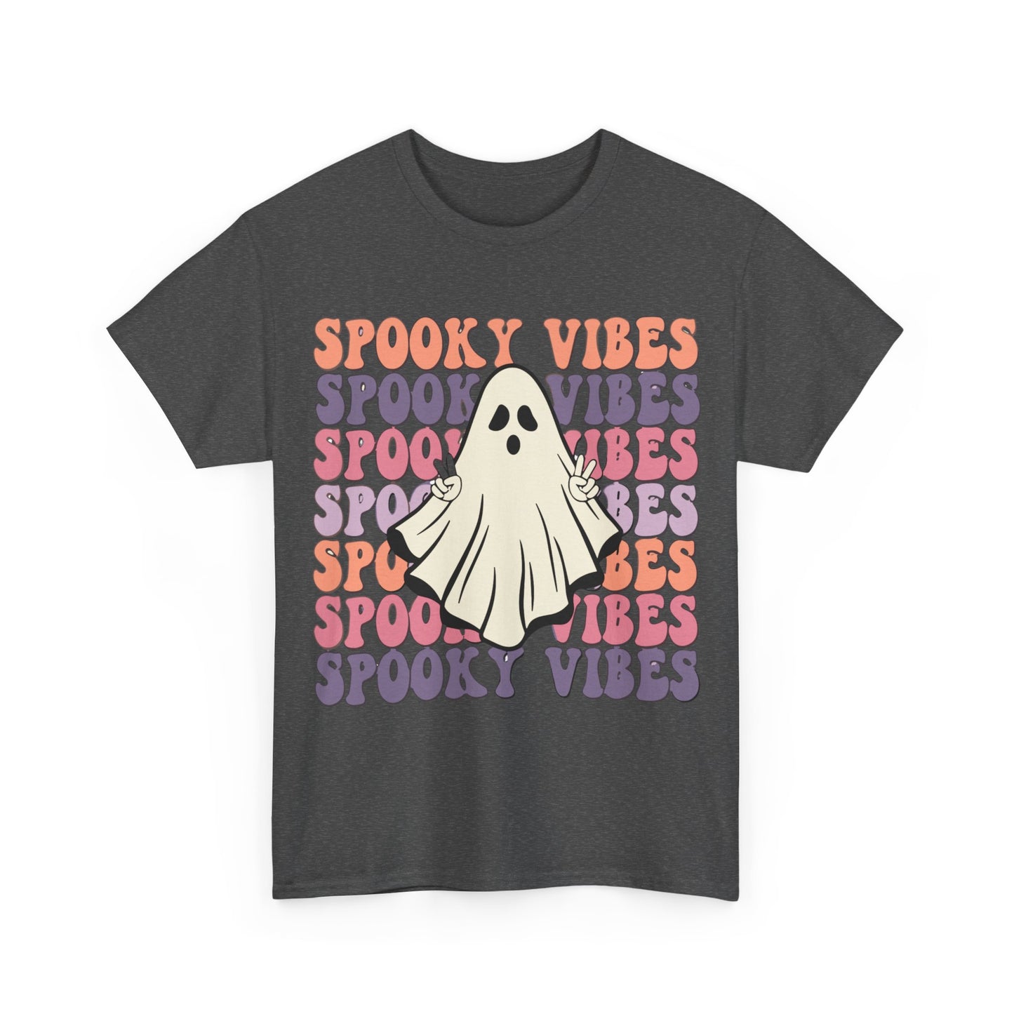 Spooky Vibes Tee - Unisex Heavy Cotton Shirt for Halloween, Casual Wear, Ghost Lovers, Fall Fashion, Trick or Treat T-Shirt