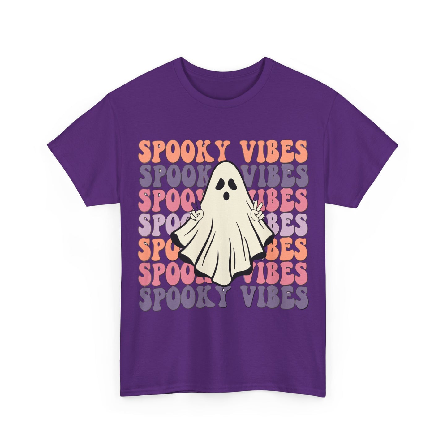 Spooky Vibes Tee - Unisex Heavy Cotton Shirt for Halloween, Casual Wear, Ghost Lovers, Fall Fashion, Trick or Treat T-Shirt