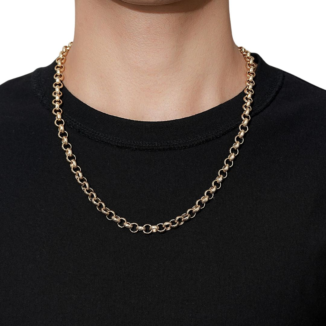 gold belcher chain patterned