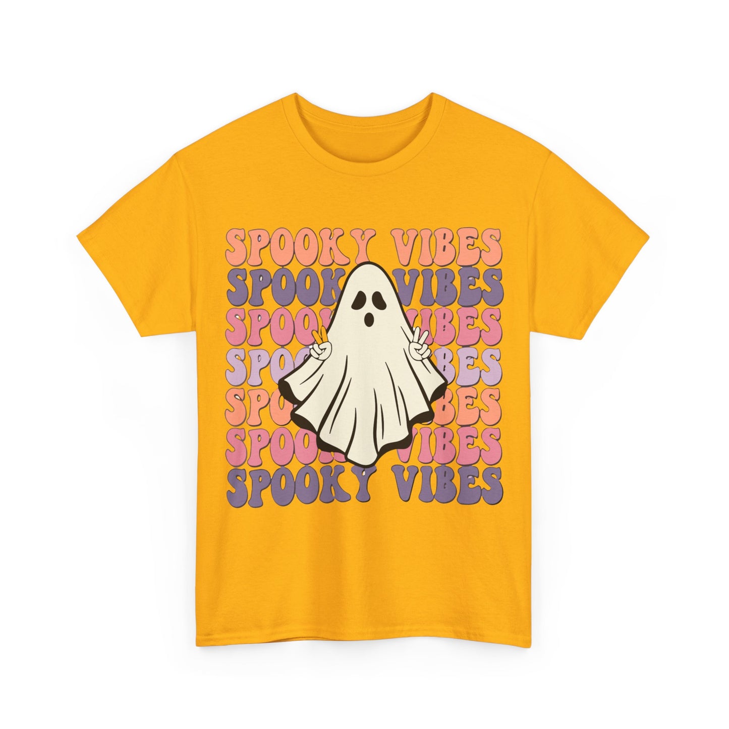 Spooky Vibes Tee - Unisex Heavy Cotton Shirt for Halloween, Casual Wear, Ghost Lovers, Fall Fashion, Trick or Treat T-Shirt