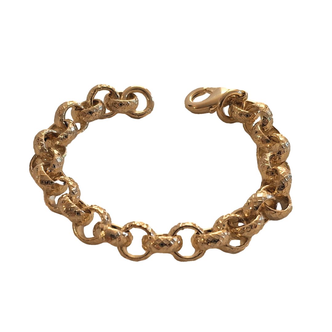 Baby Belcher Gold 8mm Diamond Cut Patterned Belcher Bracelet 5-inch Kids