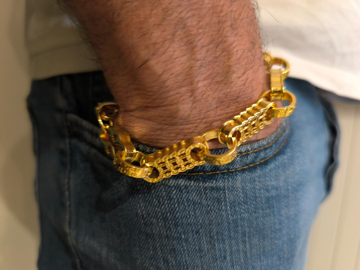 Gold Chunky Stars and Bars Bracelet