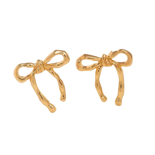 Gold Bowknot Stud Earrings – Dainty Gold Plated Bow Earrings for Women, Cute Lightweight Everyday Jewellery