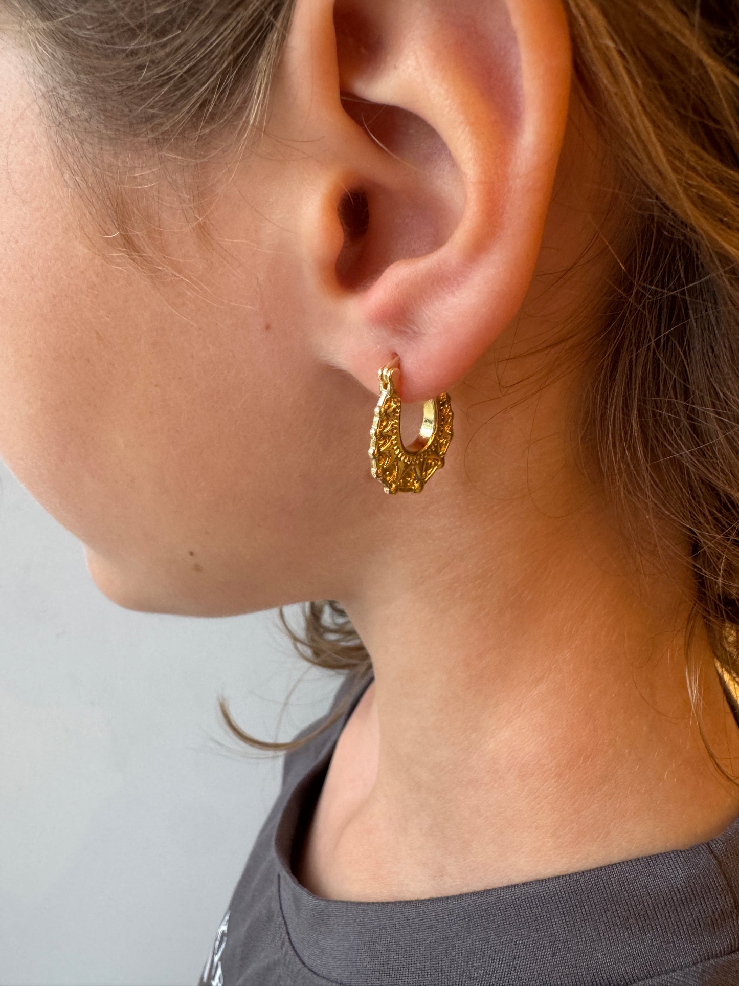 15x20mm Gold Oval Gypsy Creole Hoop Earrings For Children