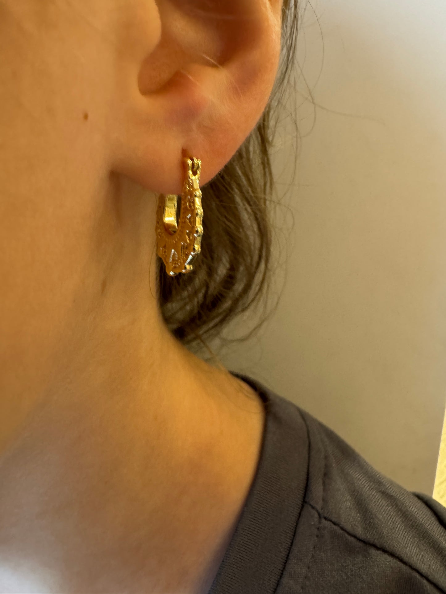 15x20mm Gold Oval Gypsy Creole Hoop Earrings For Children