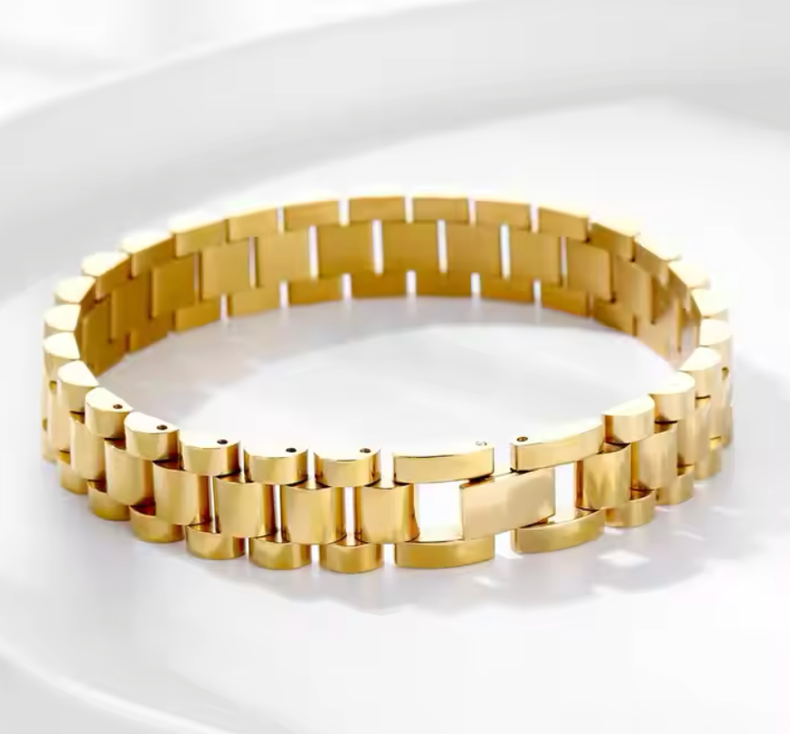 12mm Gold Watch Link Design Bracelet