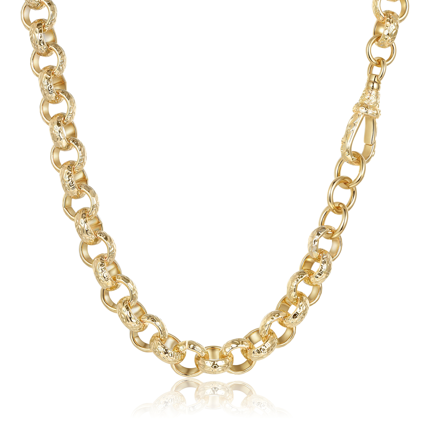 12mm Gold Diamond Cut Pattern Albert Clasp Belcher Chain