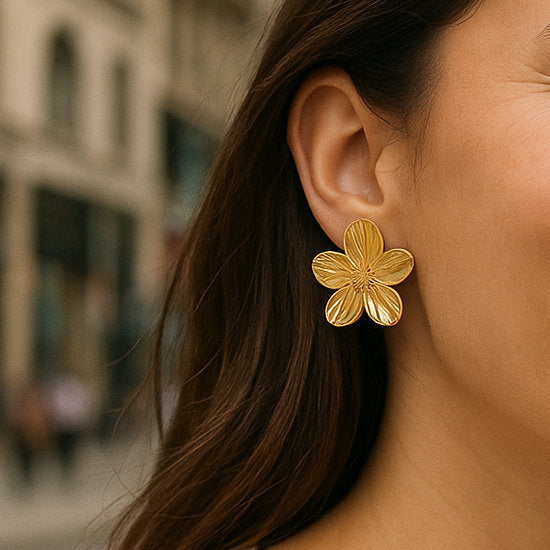 Gold 20mm Chunky Flower Earrings