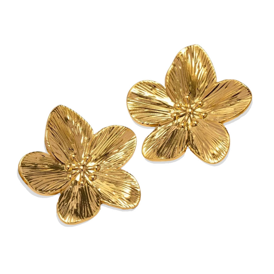 Gold 20mm Chunky Flower Earrings
