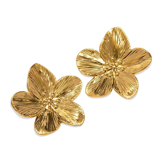 Gold 20mm Chunky Flower Earrings
