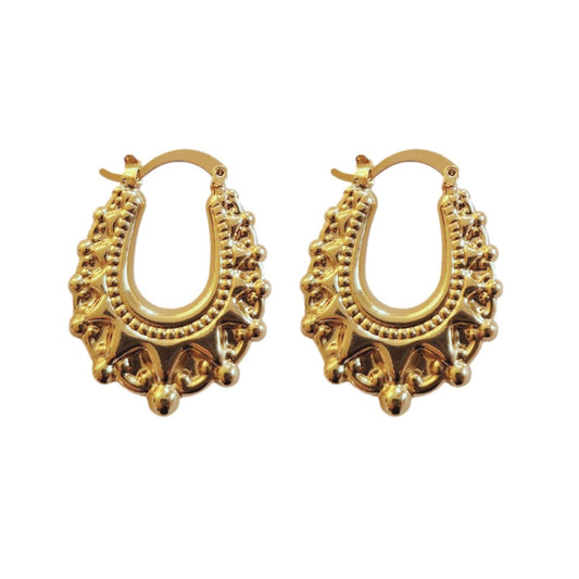 25x30mm Gold Oval Gypsy Creole Hoop Earrings For Women