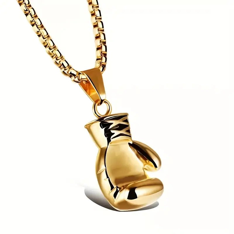 Small Boxing Glove Pendant Necklace in Gold