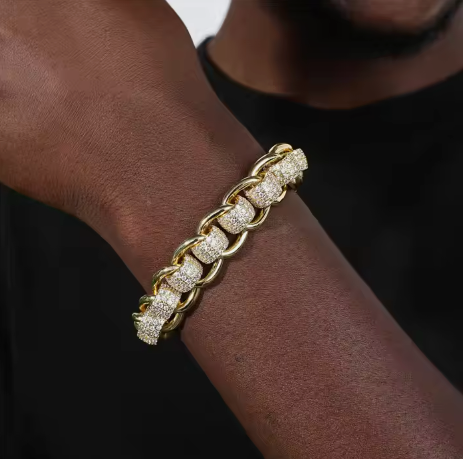 16mm Gold Filled Studded Rollerball Belcher Bracelet