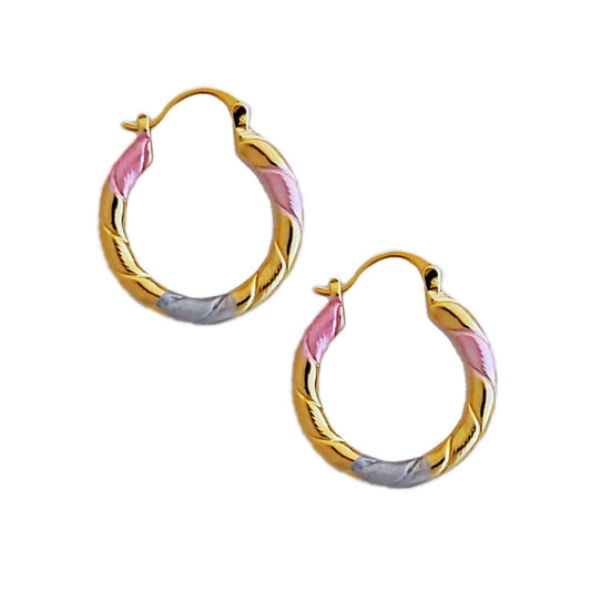 Tricolour Hoop Creole Earrings Mixed Metal Plated