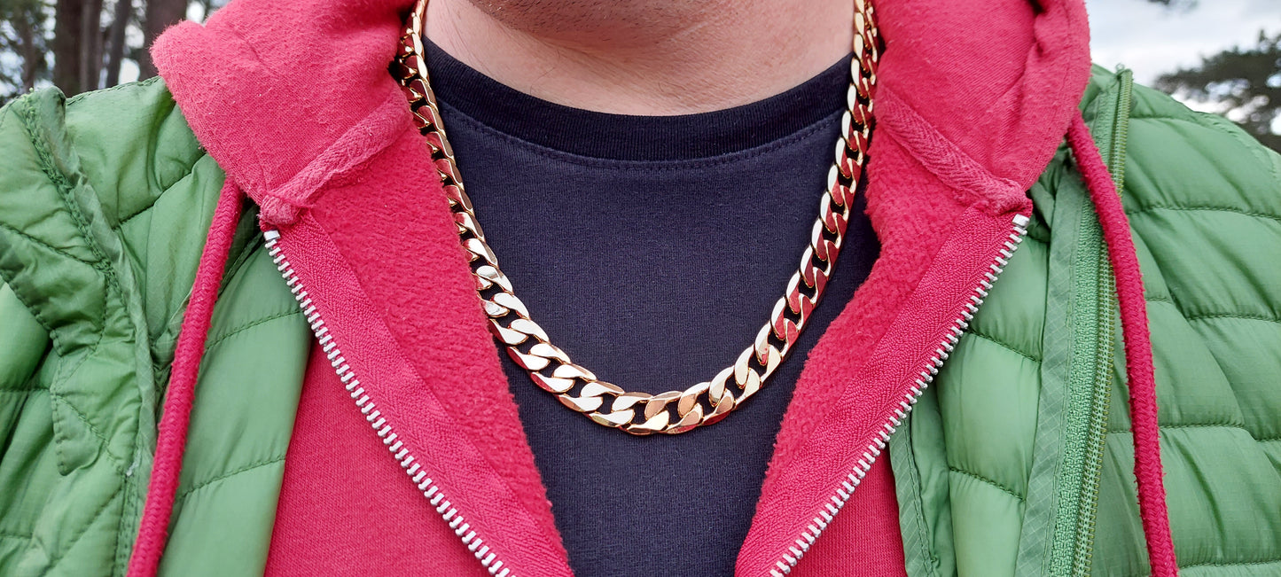 12mm Mens Gold Cuban Curb Chain