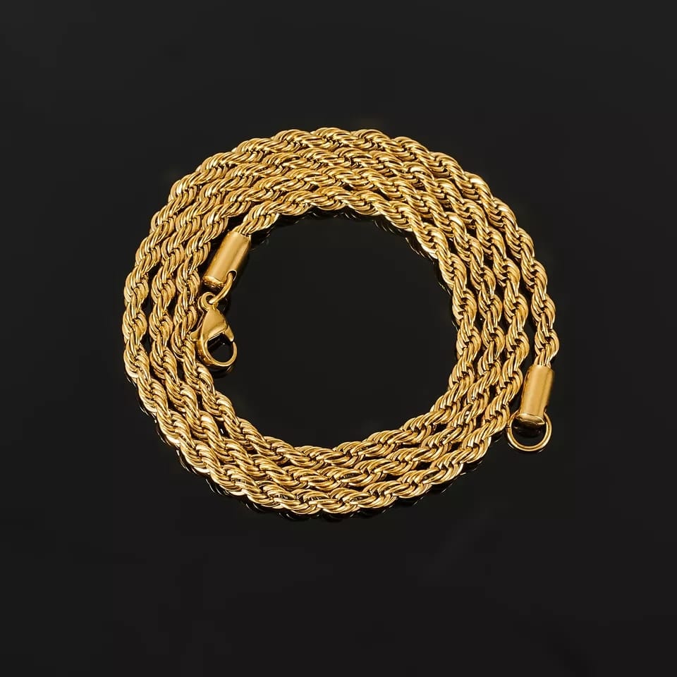 6mm 24 inch Gold Rope Chain